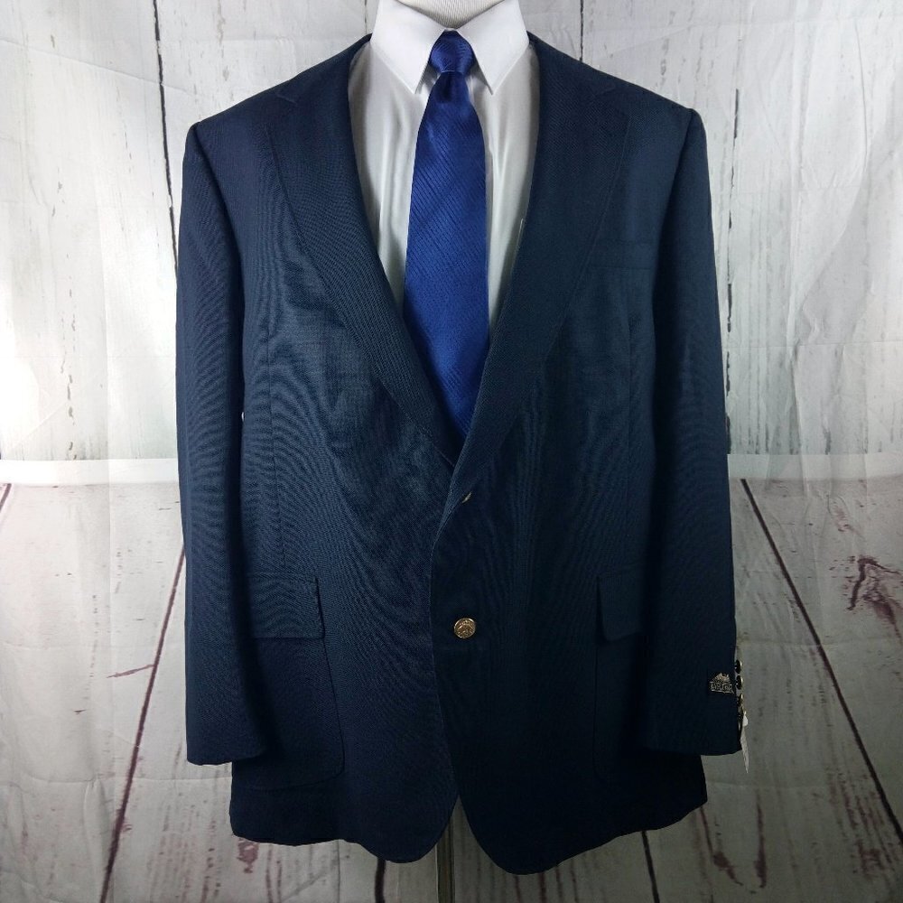 Eagle Clothes Mitchell 50L 2 Gold Btn Navy Blue Suit Blazer Sports Coat NWT $165